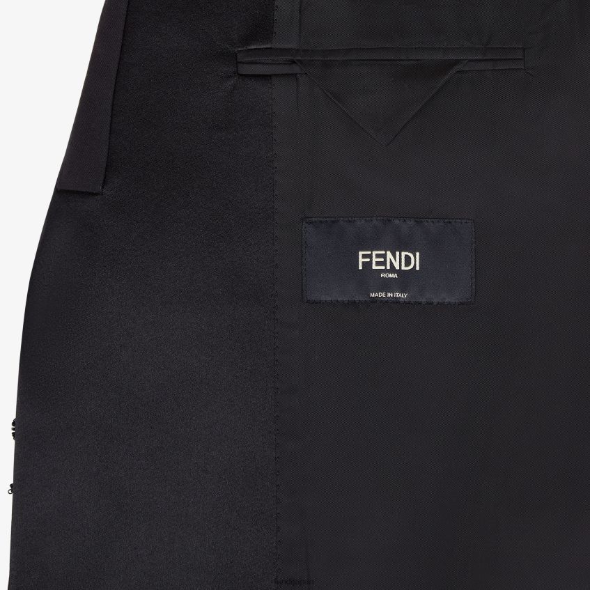 jp Fendi 男性 ウールとシルクのブレザー 黒 20L42T2082 衣服