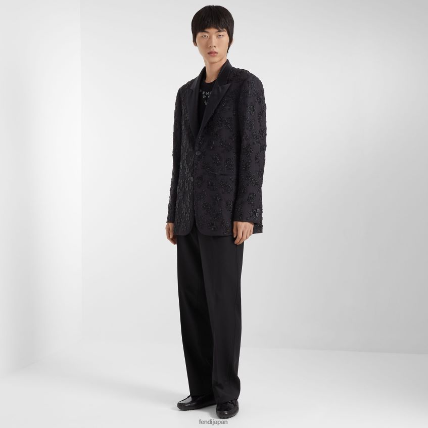 jp Fendi 男性 ウールとシルクのブレザー 黒 20L42T2082 衣服