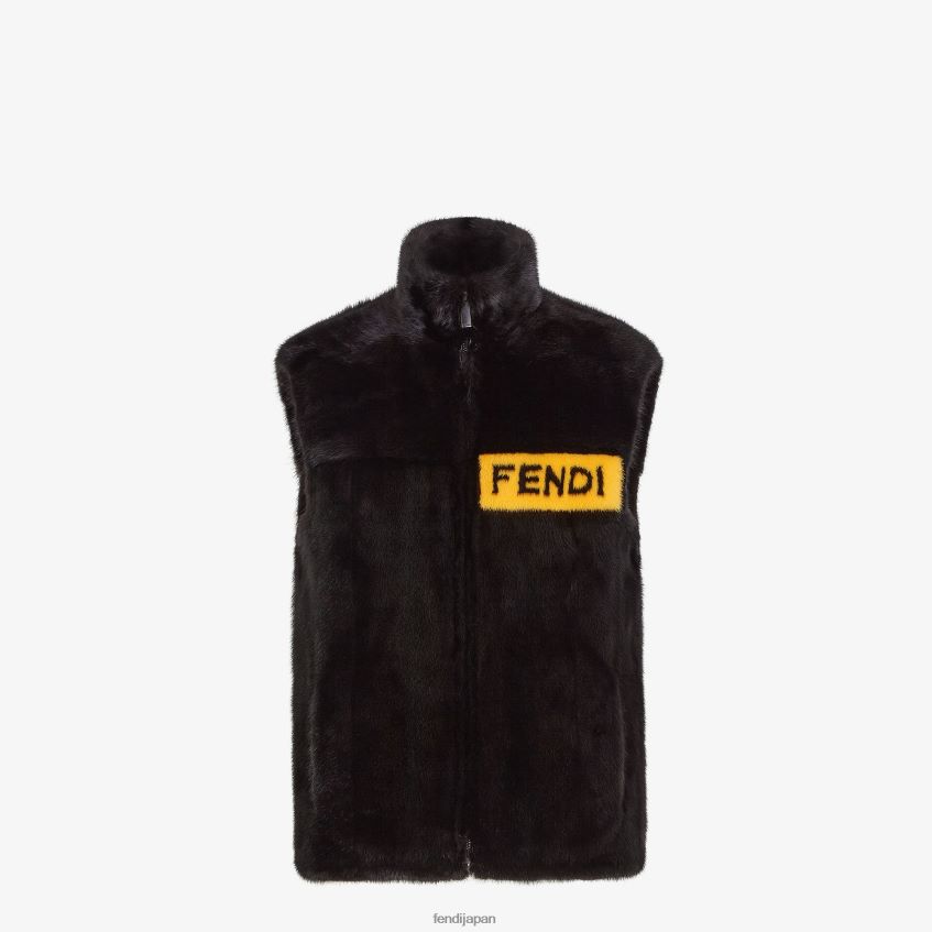 jp Fendi 男性 ミンクベスト 黒 20L42T2160 衣服