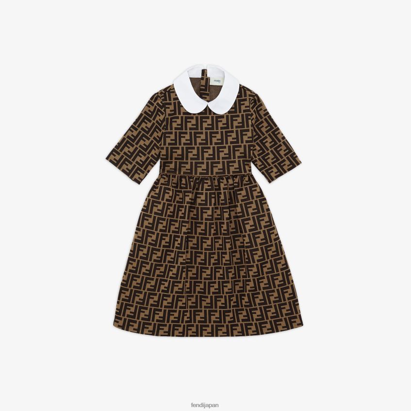 jp Fendi 子供たち 全体にロゴ入りのジュニアファブリックドレス 白 20L42T2955 衣服